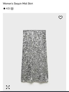 Mango Silver Sequin Midi Skirt